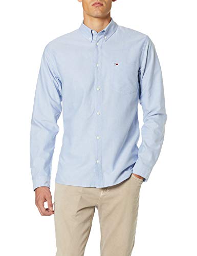 Tommy_Jeans Tjm Solid Poplin Shirt Camicia, Bianco (White 100), X-Large Uomo