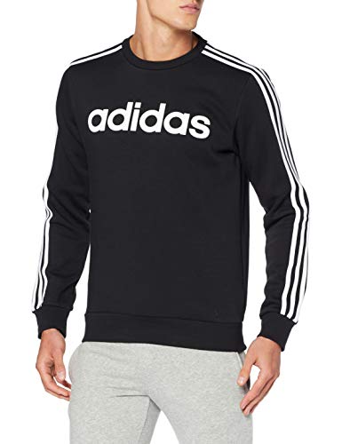 adidas Essentials 3 Stripes Crewneck Fleece, Sweatshirts Uomo, Black/White, L