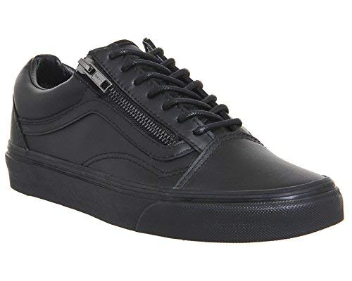 Vans Womens Old Skool Zip Gunmetal Black Leather Trainers U 6