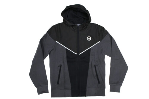 Sergio Tacchini Felpa uomo con cappuccio e zip art 38283 tg XL Grigio Nero